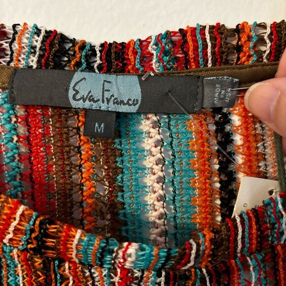Anthropologie Eva Franco crochet ruffle stripped hippie stripped top size M NWT! - Picture 4 of 13